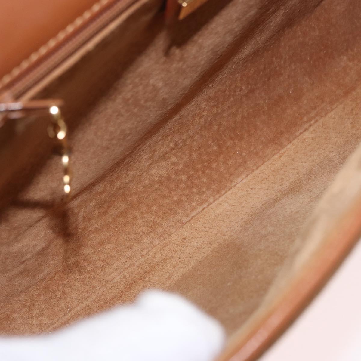 GUCCI Shoulder Bag Leather Beige Gold Auth 191917