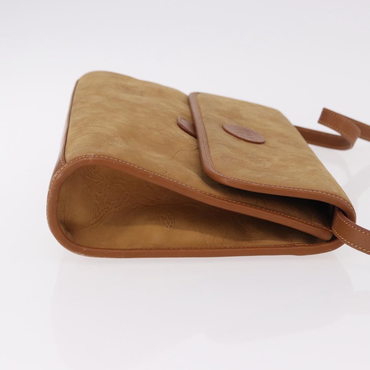 GUCCI Shoulder Bag Leather Beige Gold Auth 191917