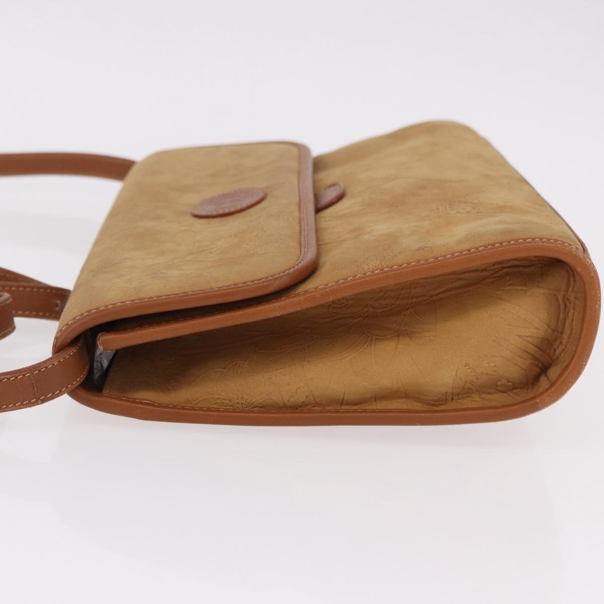 GUCCI Shoulder Bag Leather Beige Gold Auth 191917