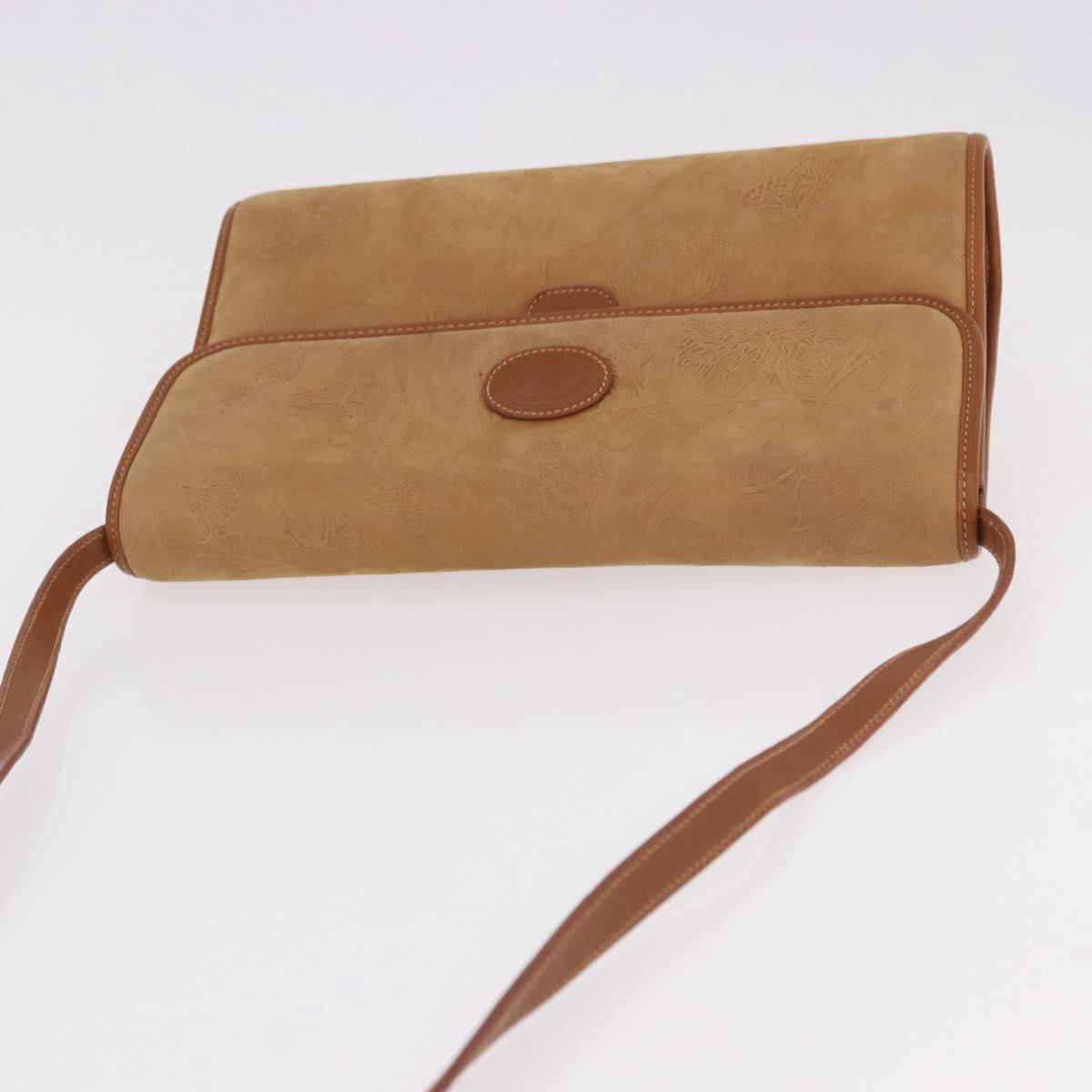 GUCCI Shoulder Bag Leather Beige Gold Auth 191917