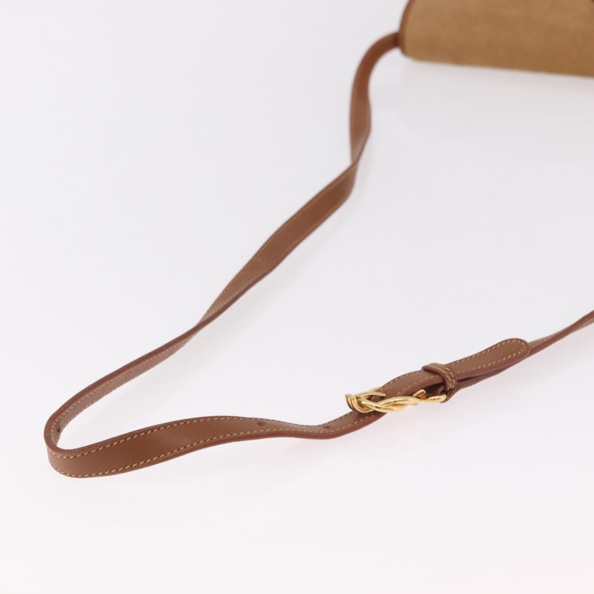 GUCCI Shoulder Bag Leather Beige Gold Auth 191917
