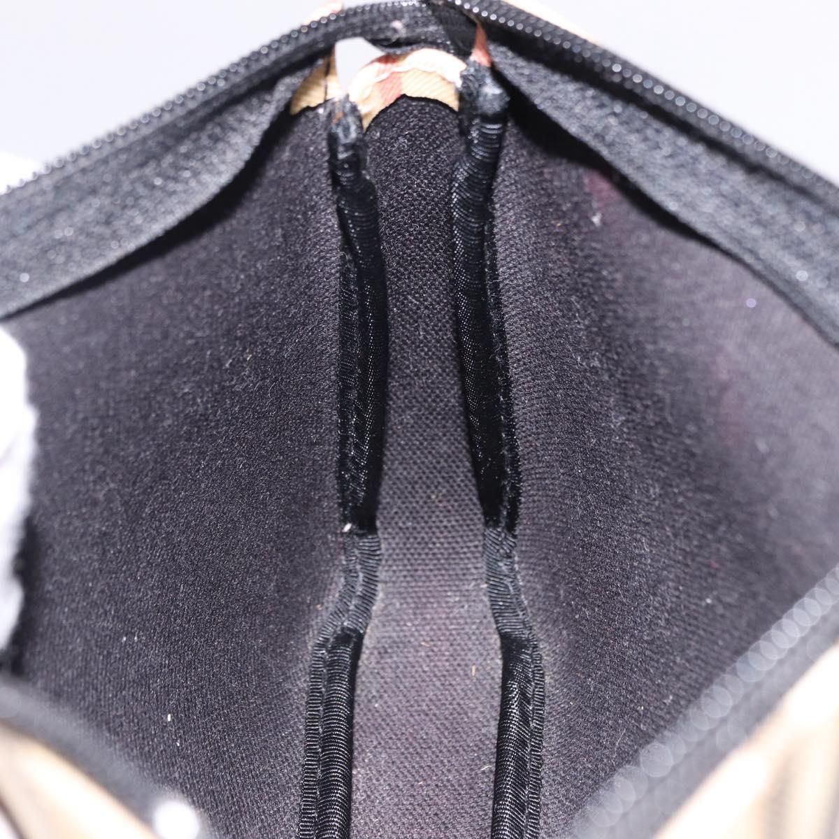 BURBERRY Nova Check Hand Bag PVC Beige Silver Auth 191918