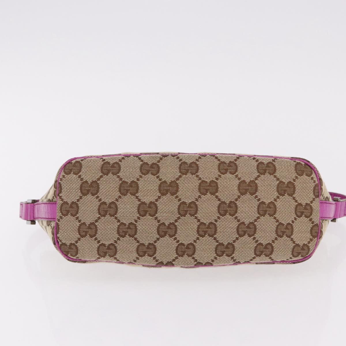 GUCCI GG Canvas Sherry Line Hand Bag Beige Silver 141809 Auth 191919A