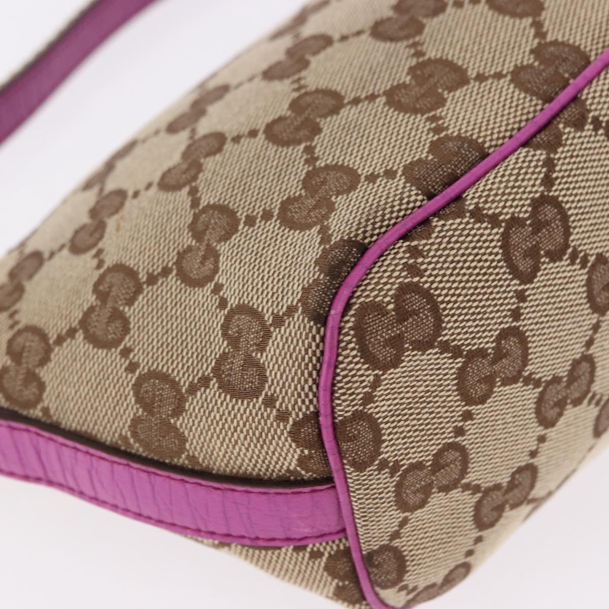 GUCCI GG Canvas Sherry Line Hand Bag Beige Silver 141809 Auth 191919A