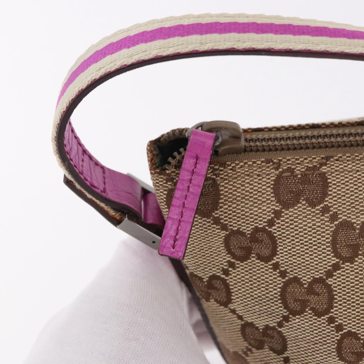 GUCCI GG Canvas Sherry Line Hand Bag Beige Silver 141809 Auth 191919A