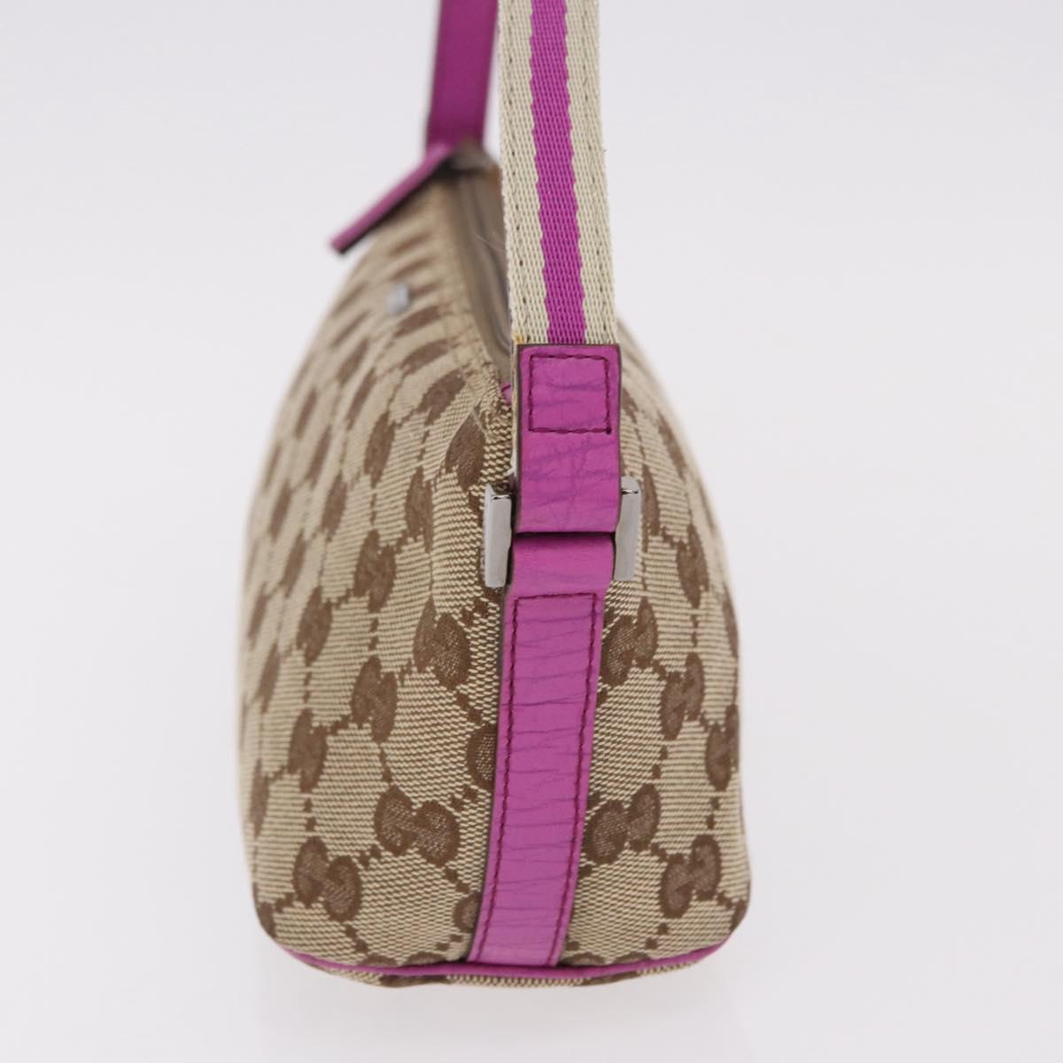 GUCCI GG Canvas Sherry Line Hand Bag Beige Silver 141809 Auth 191919A