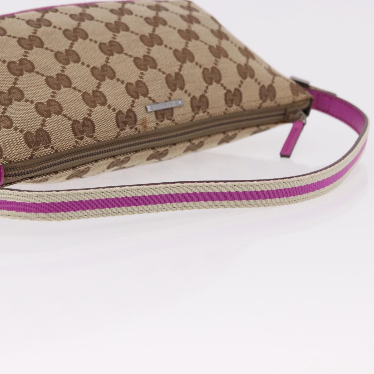 GUCCI GG Canvas Sherry Line Hand Bag Beige Silver 141809 Auth 191919A