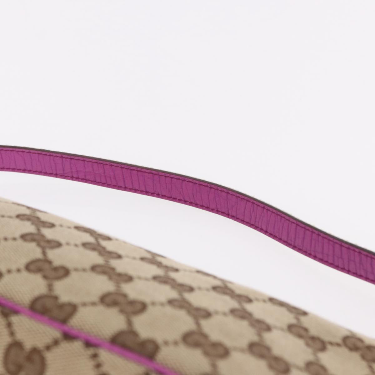 GUCCI GG Canvas Sherry Line Hand Bag Beige Silver 141809 Auth 191919A