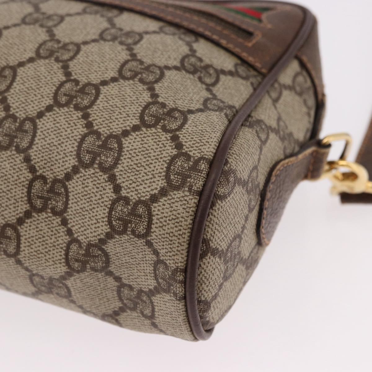 GUCCI GG Supreme Web Sherry Line Bag PVC Beige Gold 001 115 6655 Auth 191920