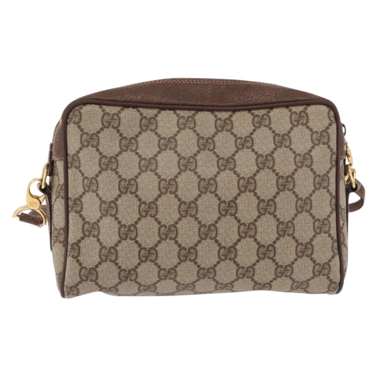 GUCCI GG Supreme Web Sherry Line Bag PVC Beige Gold 001 115 6655 Auth 191920