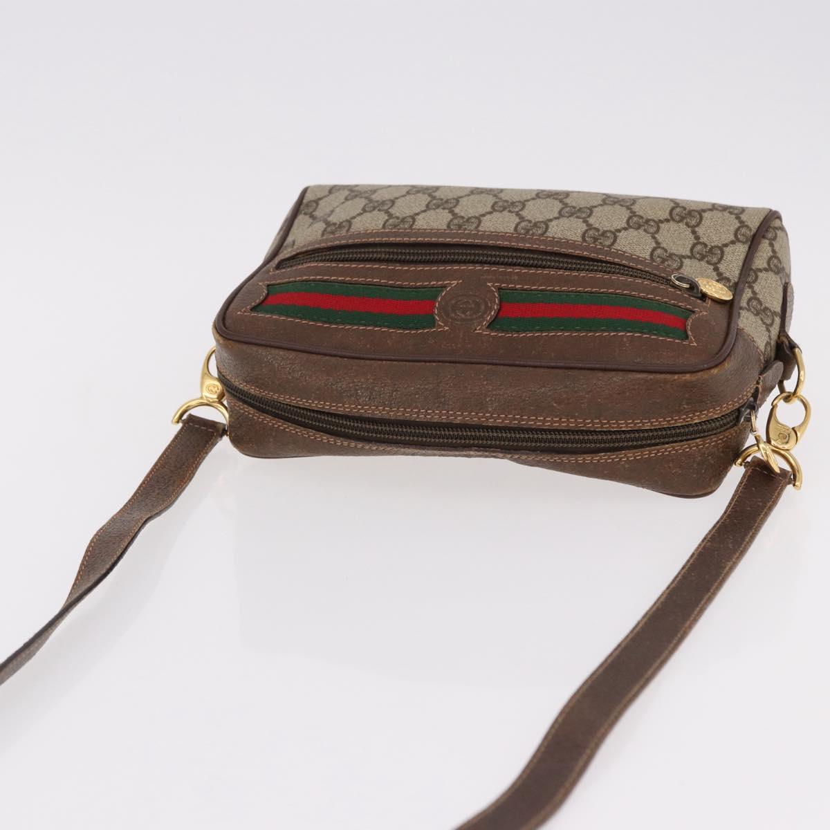 GUCCI GG Supreme Web Sherry Line Bag PVC Beige Gold 001 115 6655 Auth 191920