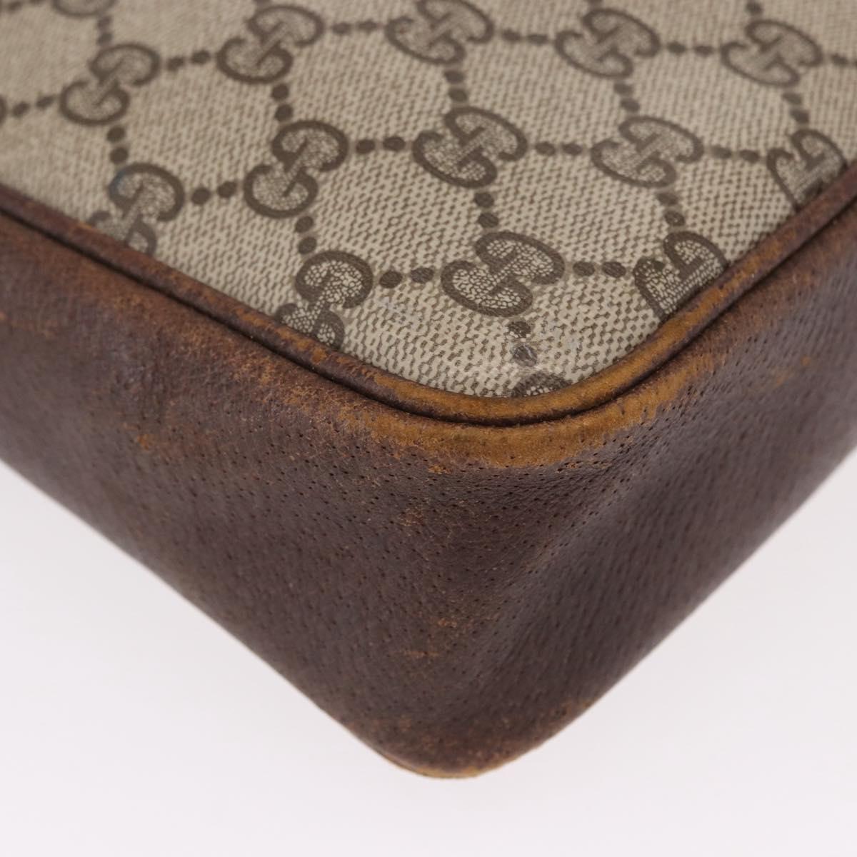 GUCCI GG Supreme Web Sherry Line Shoulder Bag PVC Beige Gold Auth 191921