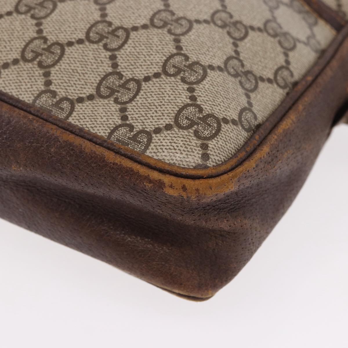 GUCCI GG Supreme Web Sherry Line Shoulder Bag PVC Beige Gold Auth 191921