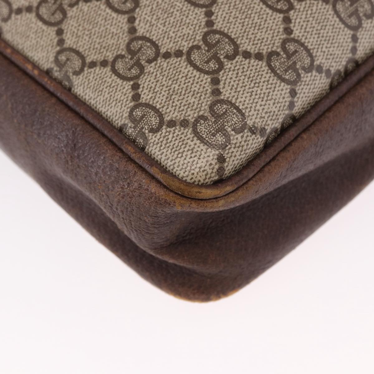 GUCCI GG Supreme Web Sherry Line Shoulder Bag PVC Beige Gold Auth 191921
