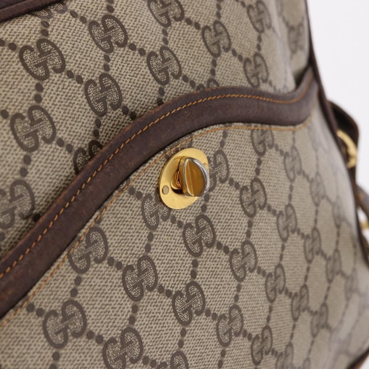 GUCCI GG Supreme Web Sherry Line Shoulder Bag PVC Beige Gold Auth 191921