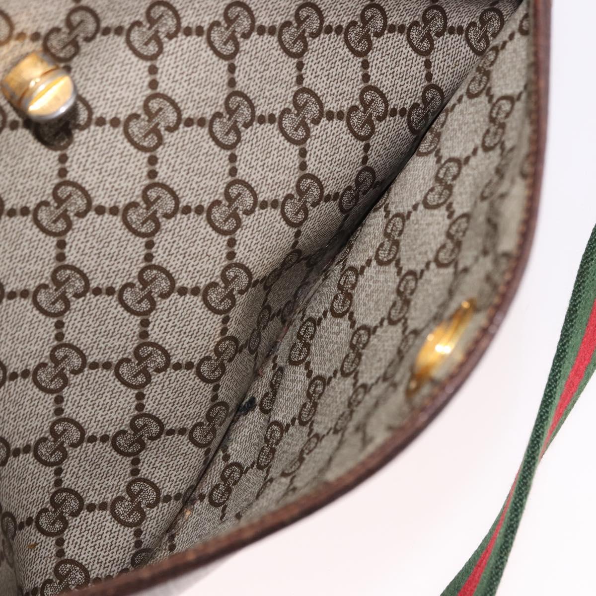 GUCCI GG Supreme Web Sherry Line Shoulder Bag PVC Beige Gold Auth 191921