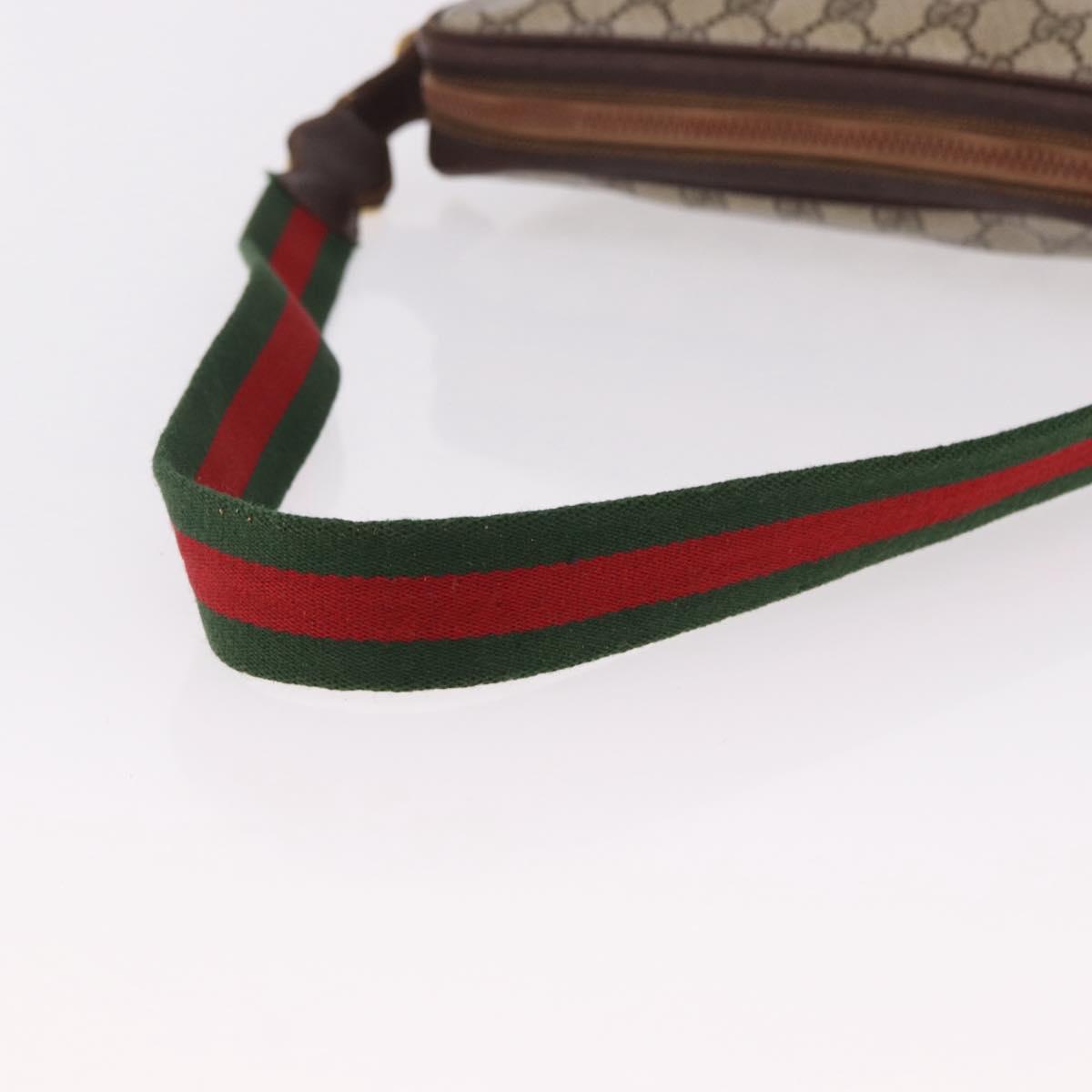 GUCCI GG Supreme Web Sherry Line Shoulder Bag PVC Beige Gold Auth 191921