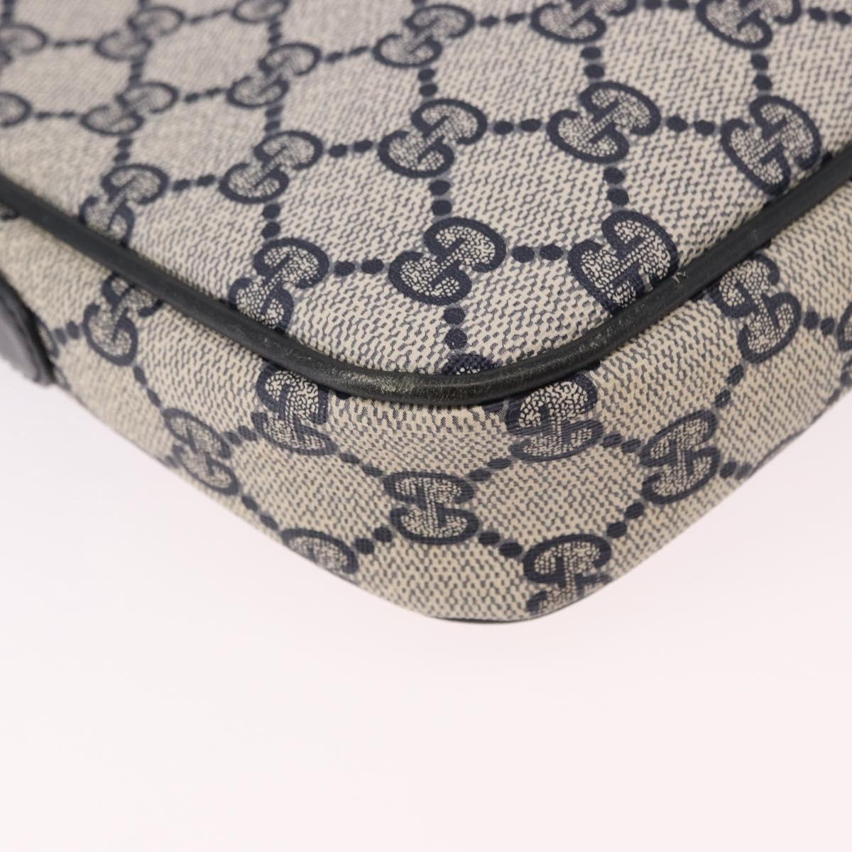 GUCCI GG Supreme Sherry Line Shoulder Bag PVC Navy Gold Auth 191923