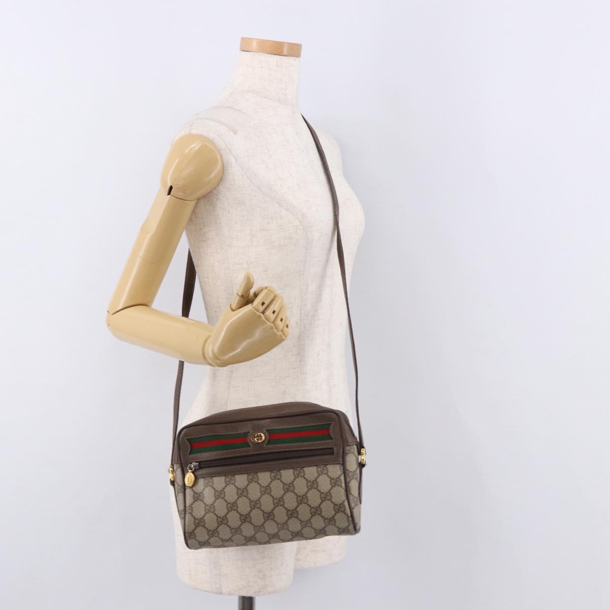 GUCCI GG Supreme Shoulder Bag PVC Beige Gold 56 01 087 Auth 191924