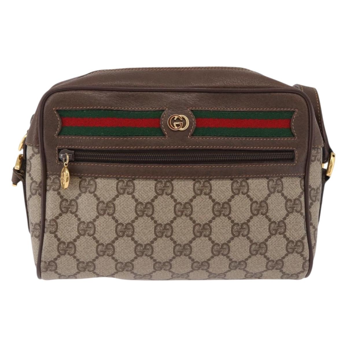 GUCCI GG Supreme Shoulder Bag PVC Beige Gold 56 01 087 Auth 191924