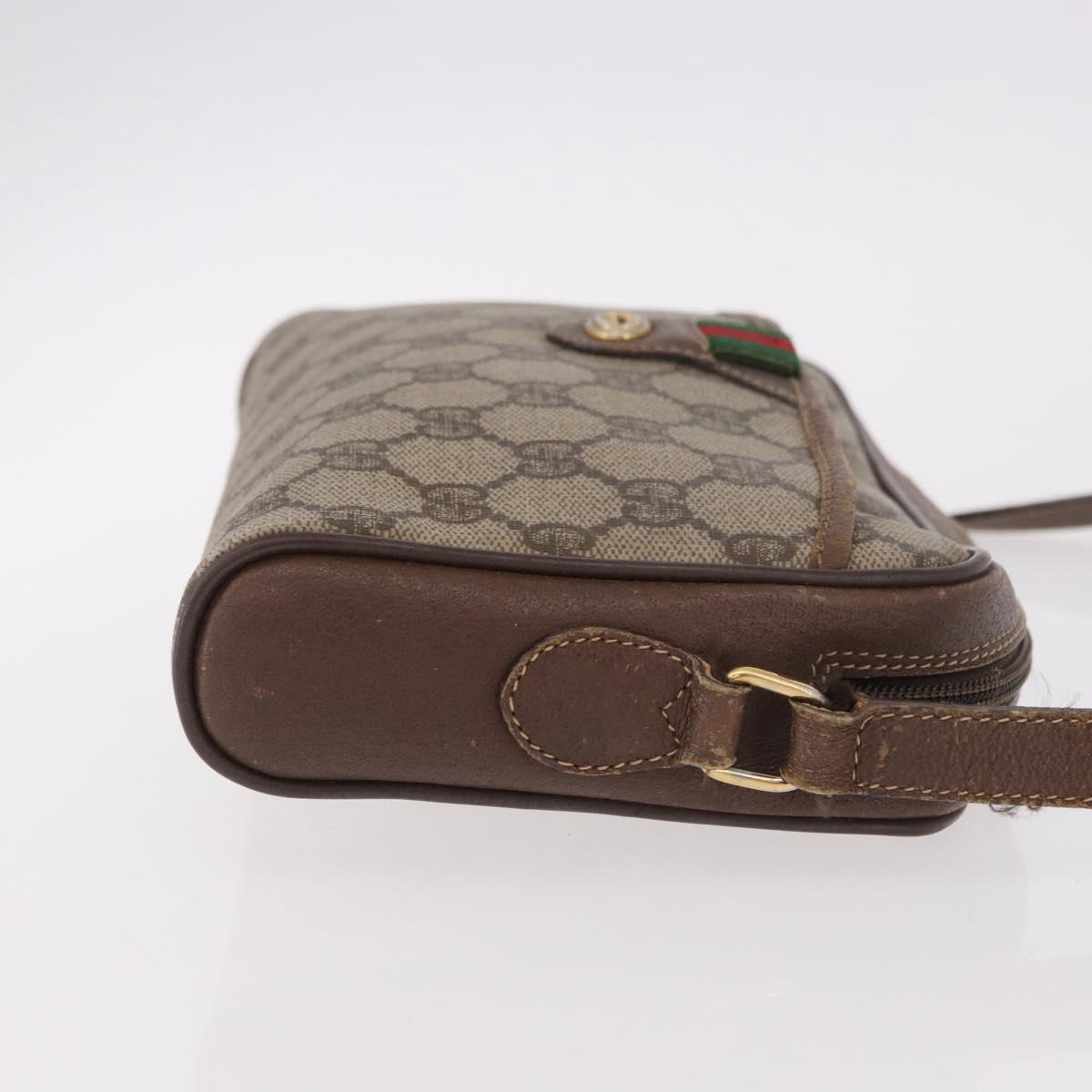 GUCCI GG Supreme Web Sherry Line Bag PVC Beige Gold 116 02 089 Auth 191925