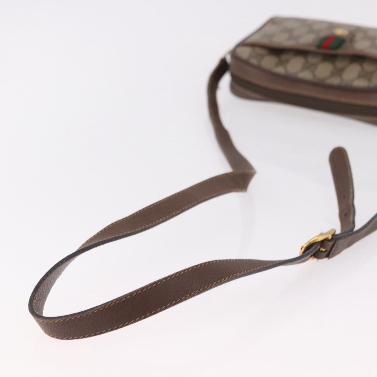 GUCCI GG Supreme Web Sherry Line Bag PVC Beige Gold 116 02 089 Auth 191925