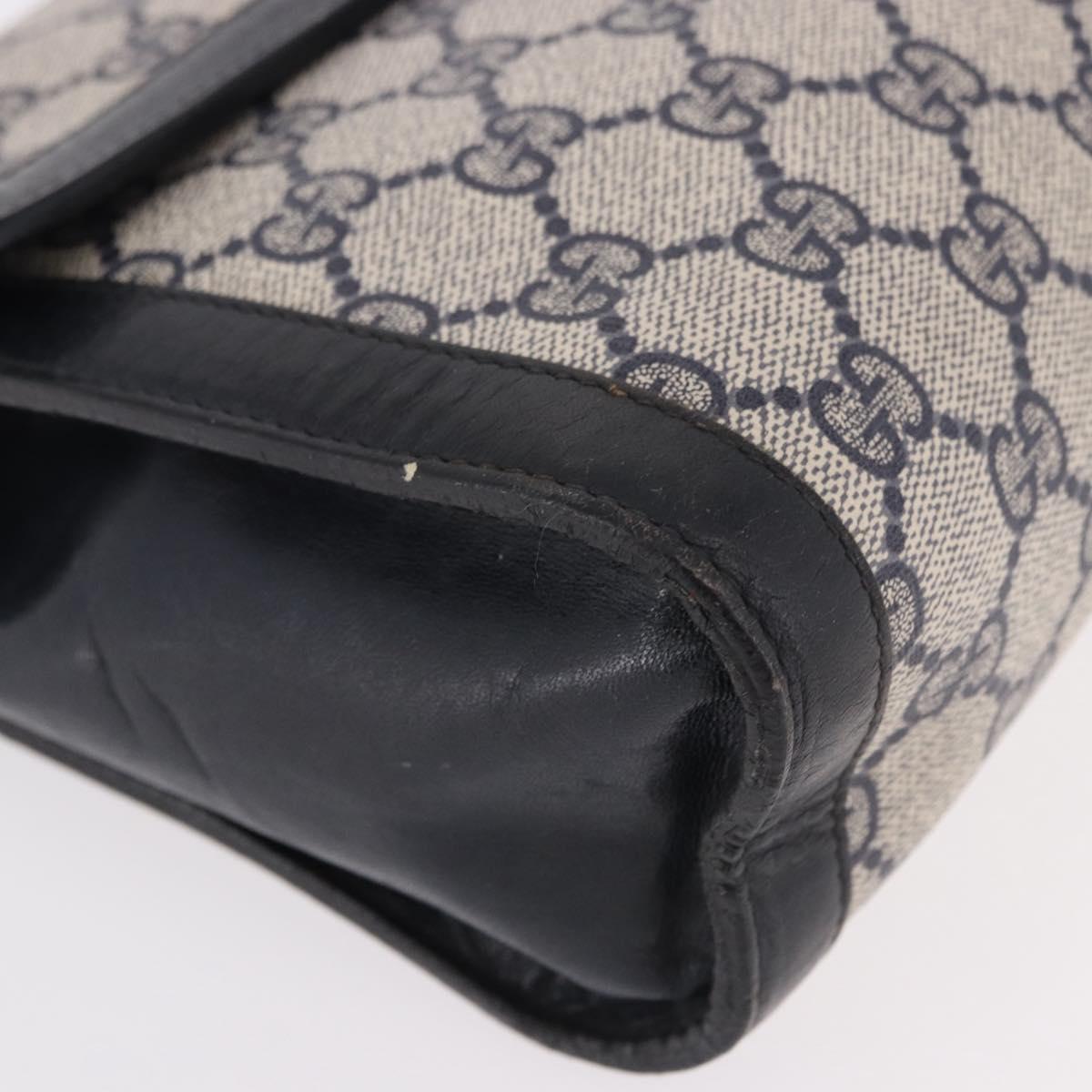 GUCCI GG Supreme Sherry Line Clutch Bag PVC Navy Gold Auth 191926