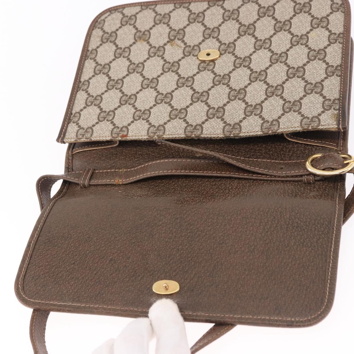 GUCCI GG Supreme Web Sherry Line Shoulder Bag PVC Beige Gold Auth 191927