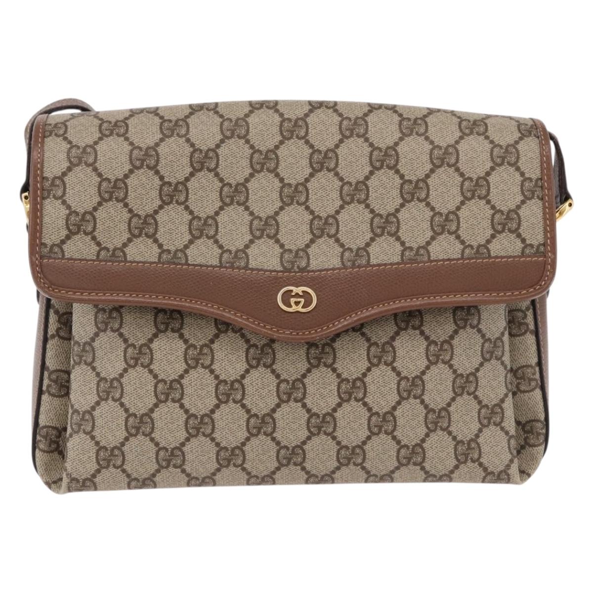 GUCCI GG Supreme Shoulder Bag PVC Beige Gold 001 113 6165 Auth 191928