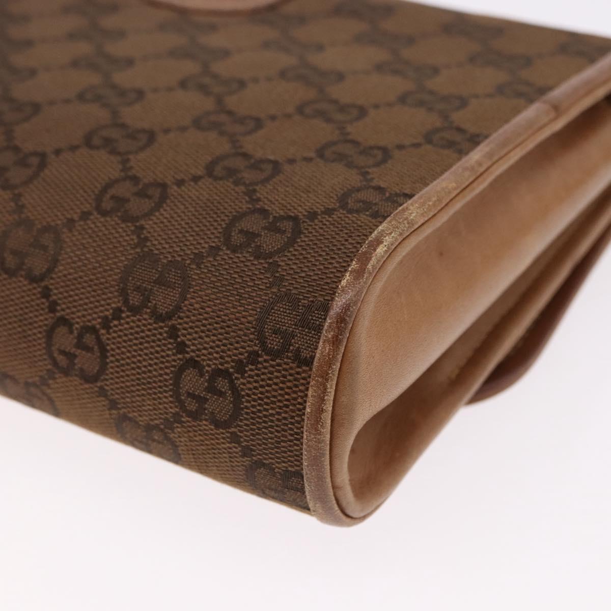 GUCCI GG Canvas Shoulder Bag Brown Gold Auth 191929