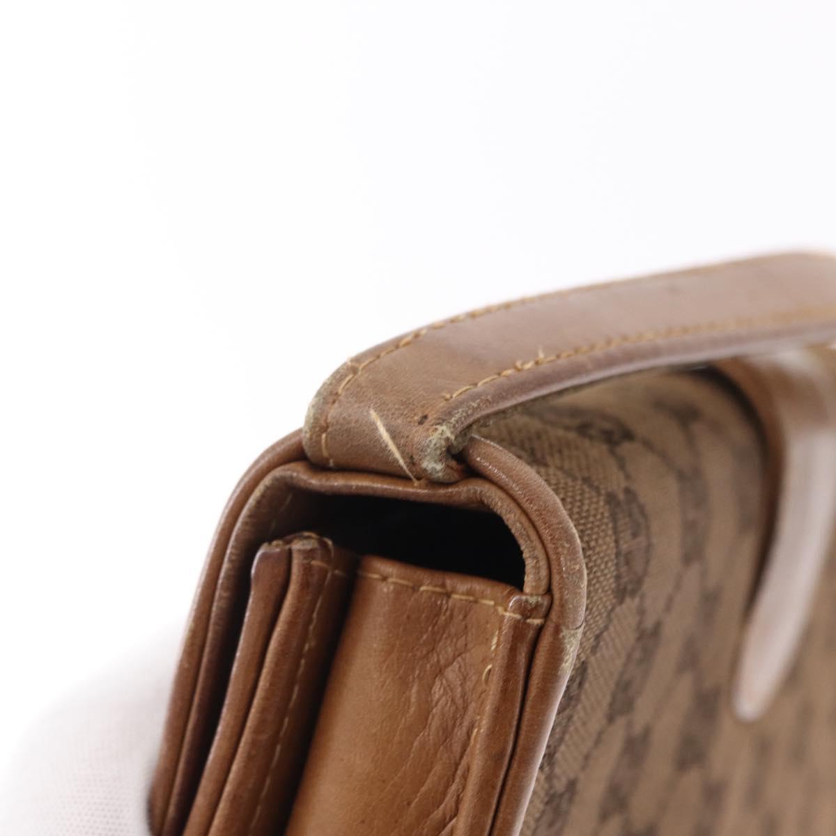GUCCI GG Canvas Shoulder Bag Brown Gold Auth 191929