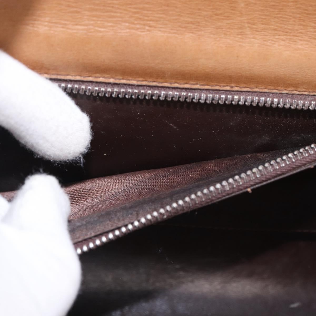 GUCCI GG Canvas Shoulder Bag Brown Gold Auth 191929
