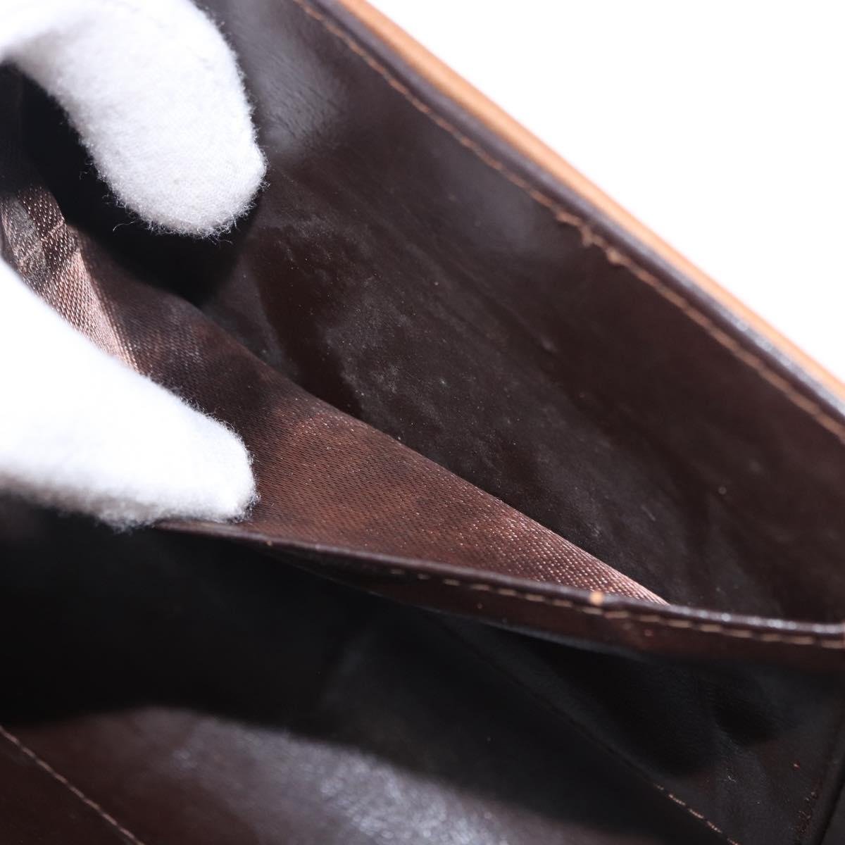 GUCCI GG Canvas Shoulder Bag Brown Gold Auth 191929
