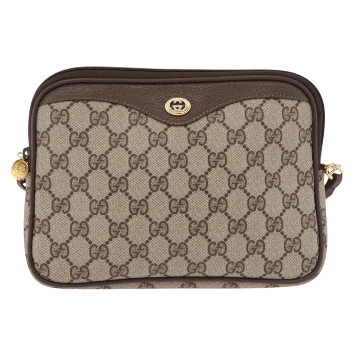 GUCCI GG Supreme Shoulder Bag PVC Beige Gold 97 02 068 Auth 191931