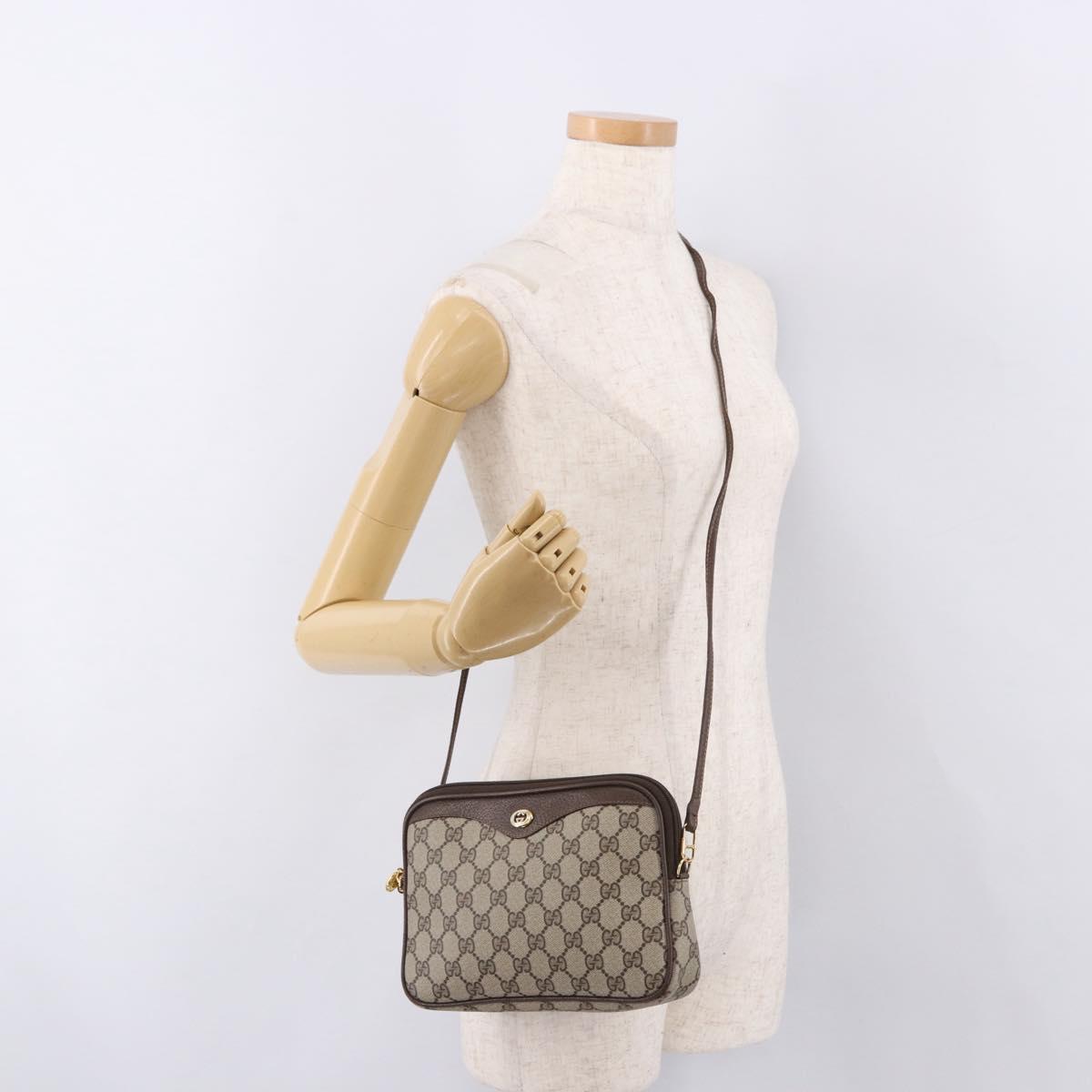 GUCCI GG Supreme Shoulder Bag PVC Beige Gold 97 02 068 Auth 191931