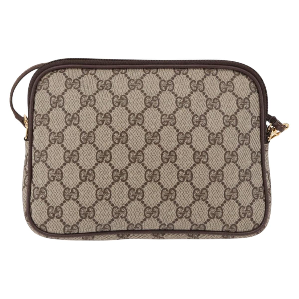 GUCCI GG Supreme Shoulder Bag PVC Beige Gold 97 02 068 Auth 191931