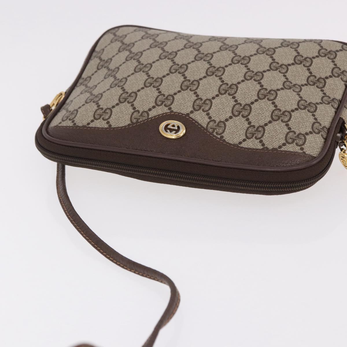 GUCCI GG Supreme Shoulder Bag PVC Beige Gold 97 02 068 Auth 191931