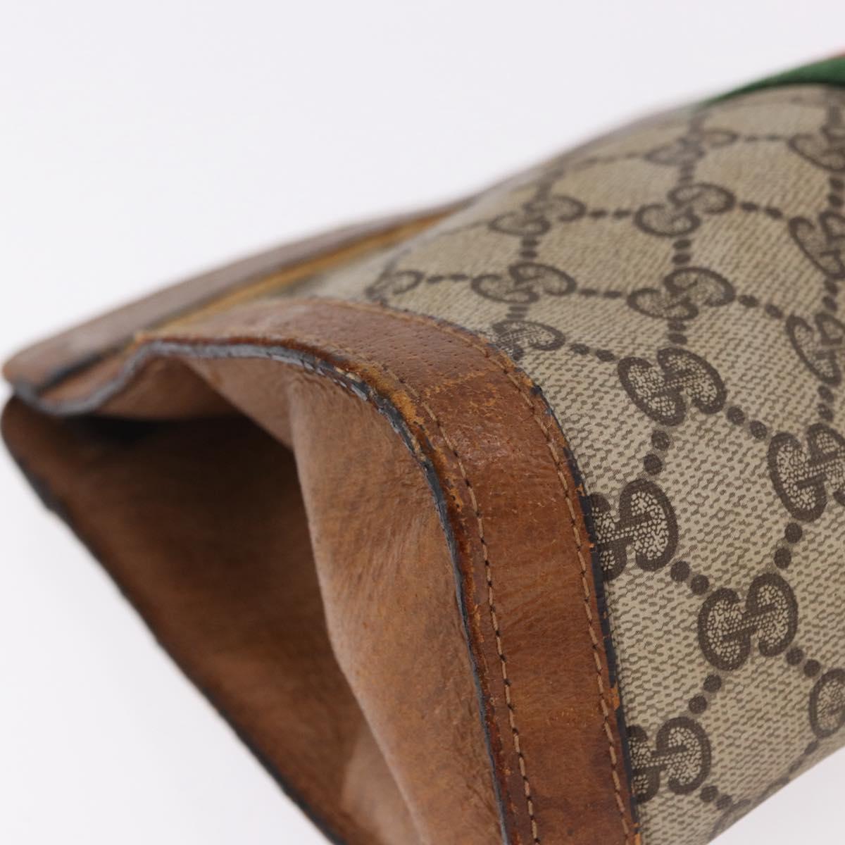 GUCCI GG Supreme Web Sherry Line Clutch Bag PVC Beige Auth 191932