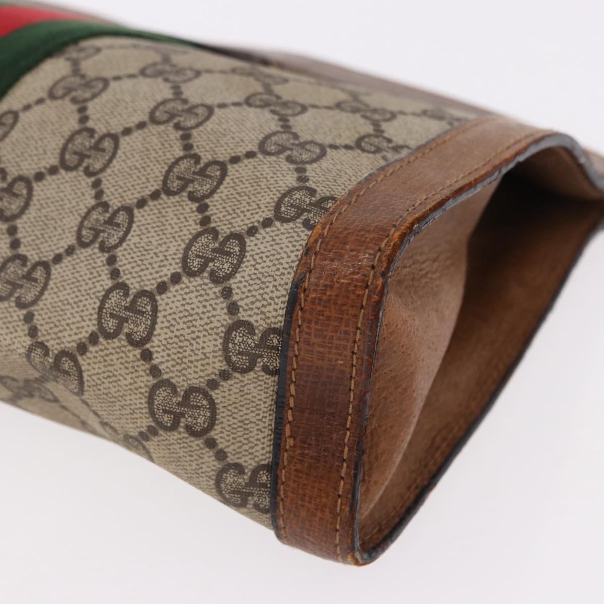 GUCCI GG Supreme Web Sherry Line Clutch Bag PVC Beige Auth 191932