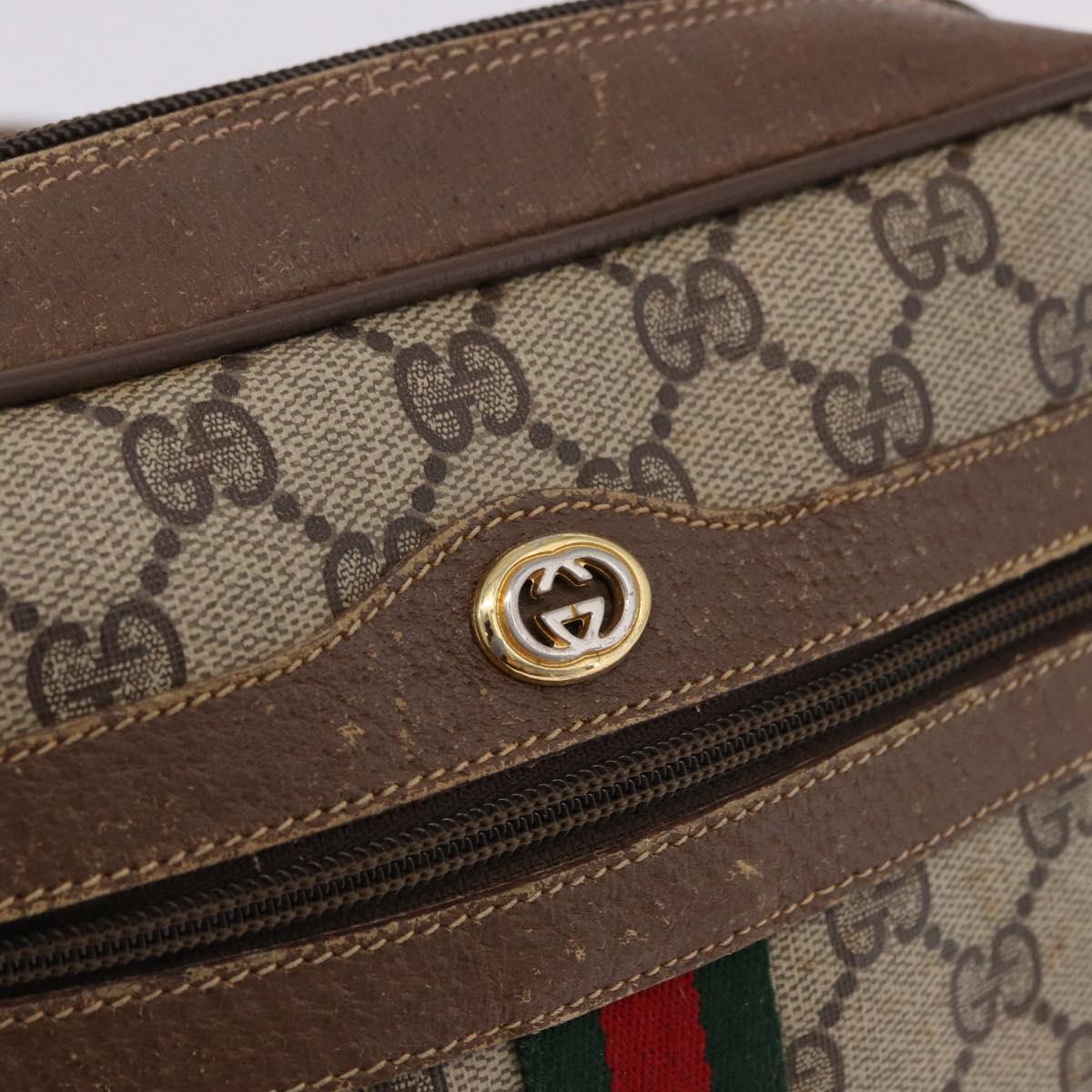 GUCCI GG Supreme Web Sherry Line Bag PVC Beige Gold 119 02 004 Auth 191933