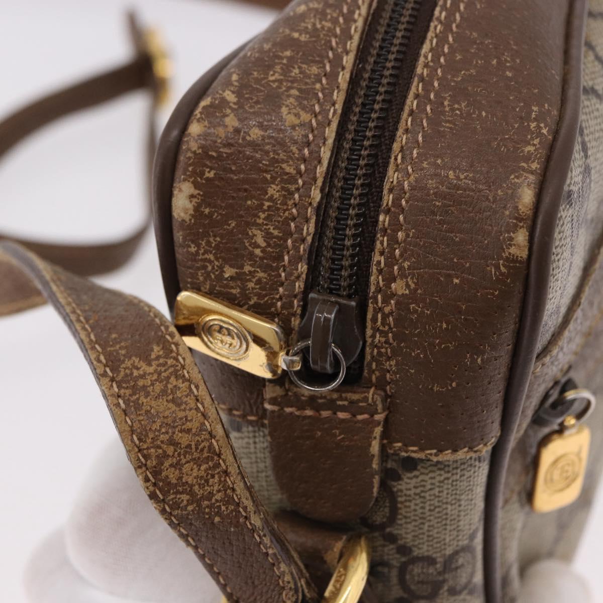 GUCCI GG Supreme Web Sherry Line Bag PVC Beige Gold 119 02 004 Auth 191933