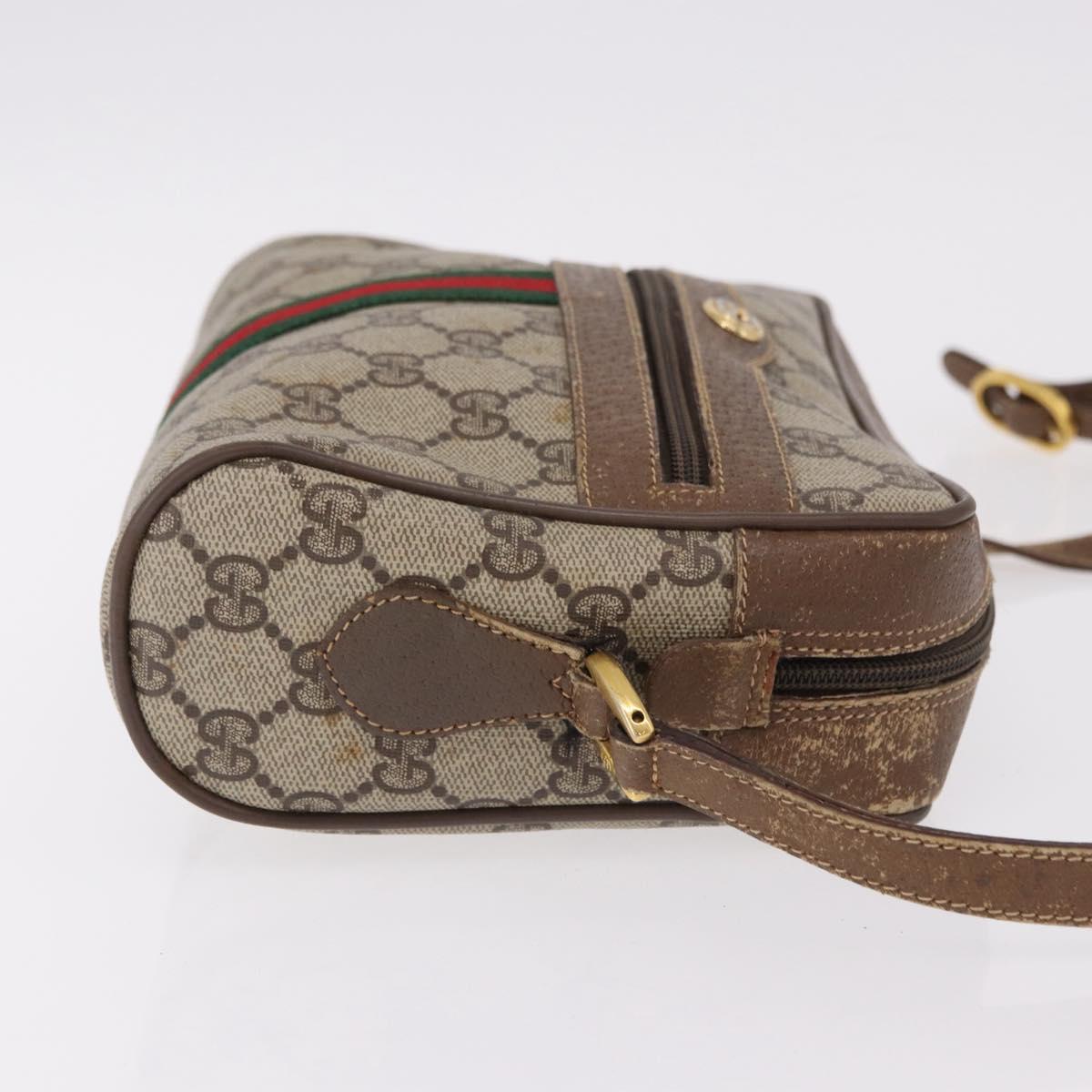 GUCCI GG Supreme Web Sherry Line Bag PVC Beige Gold 119 02 004 Auth 191933