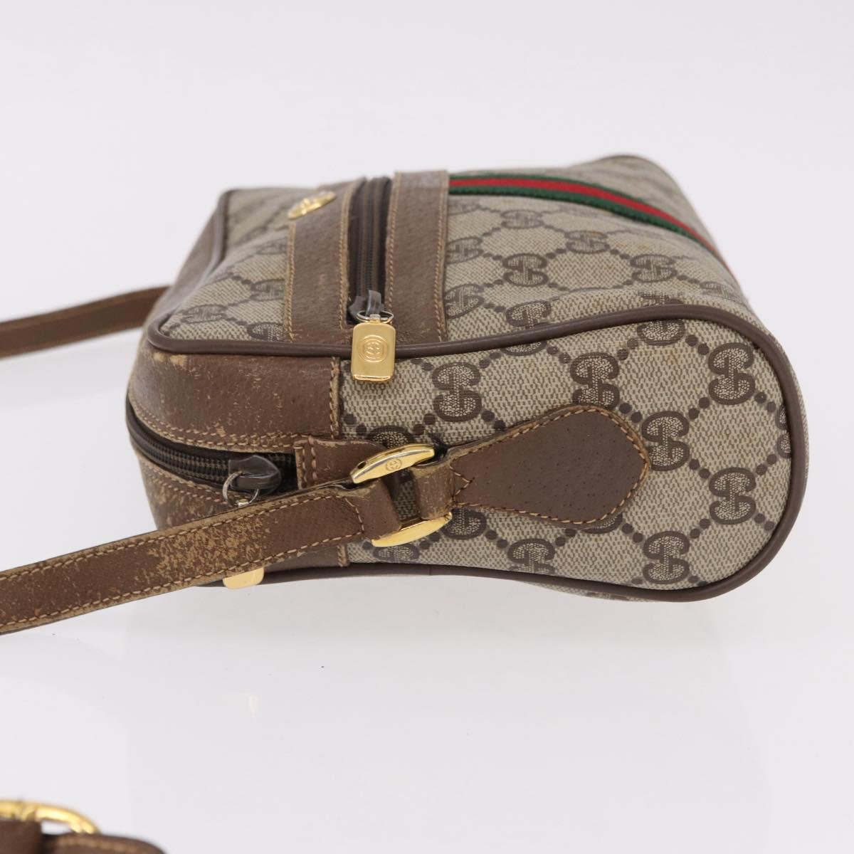 GUCCI GG Supreme Web Sherry Line Bag PVC Beige Gold 119 02 004 Auth 191933