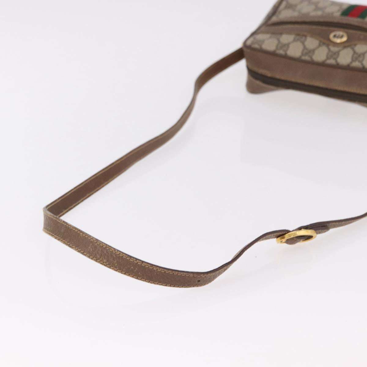 GUCCI GG Supreme Web Sherry Line Bag PVC Beige Gold 119 02 004 Auth 191933