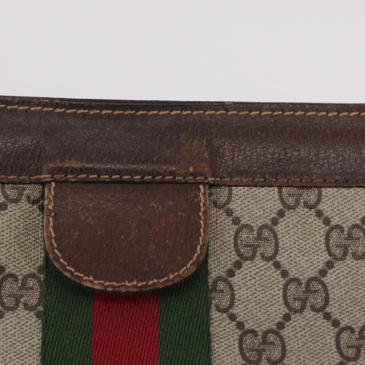 GUCCI GG Supreme Web Sherry Line Clutch Bag PVC Beige 37 014 2125 Auth 191934