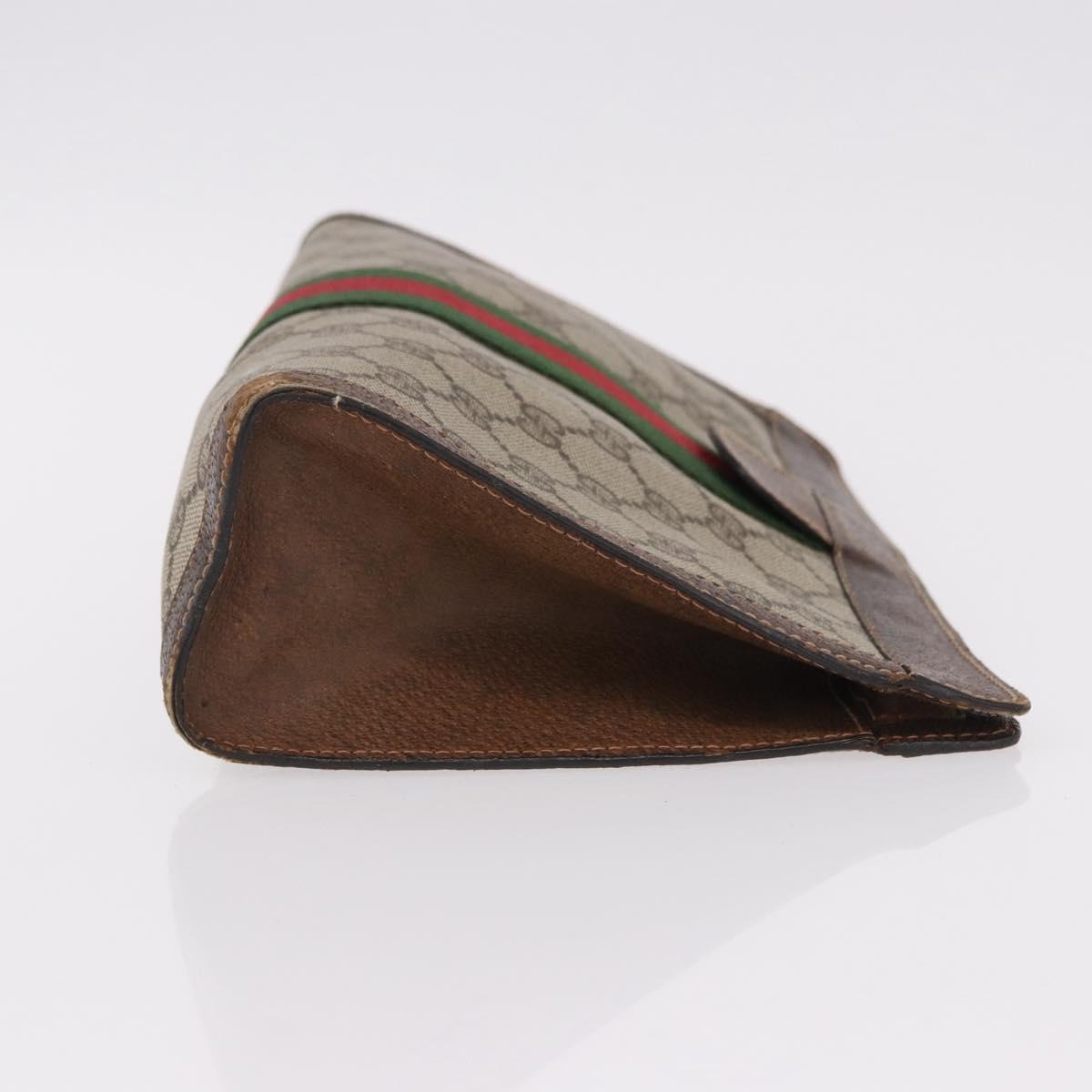 GUCCI GG Supreme Web Sherry Line Clutch Bag PVC Beige 37 014 2125 Auth 191934