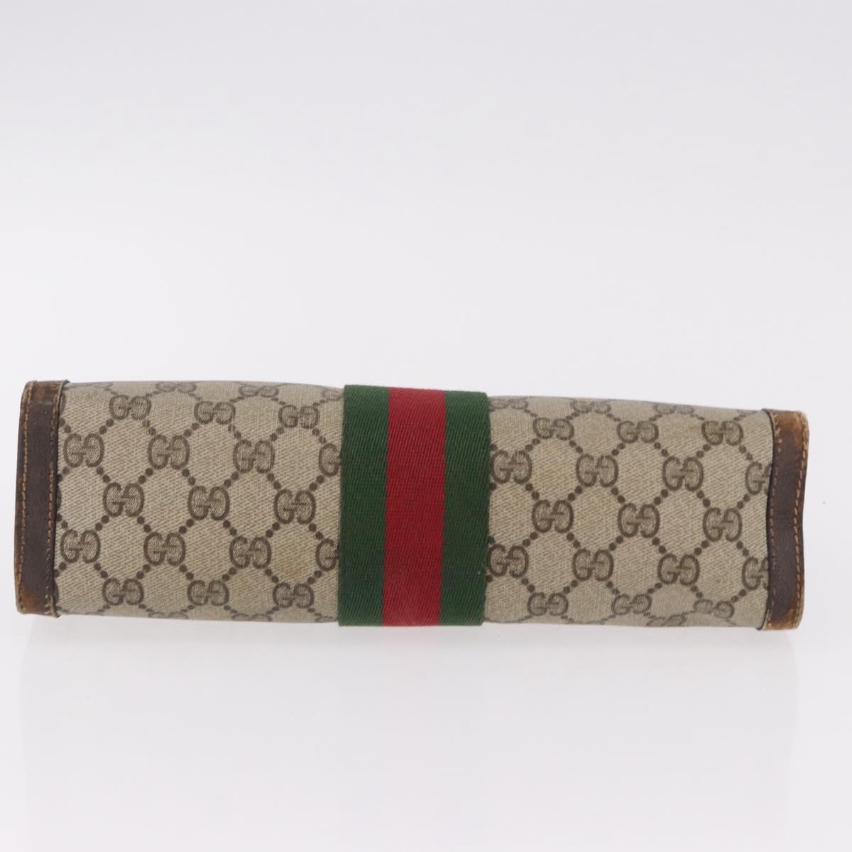 GUCCI GG Supreme Web Sherry Line Clutch Bag PVC Beige 37 014 2125 Auth 191934