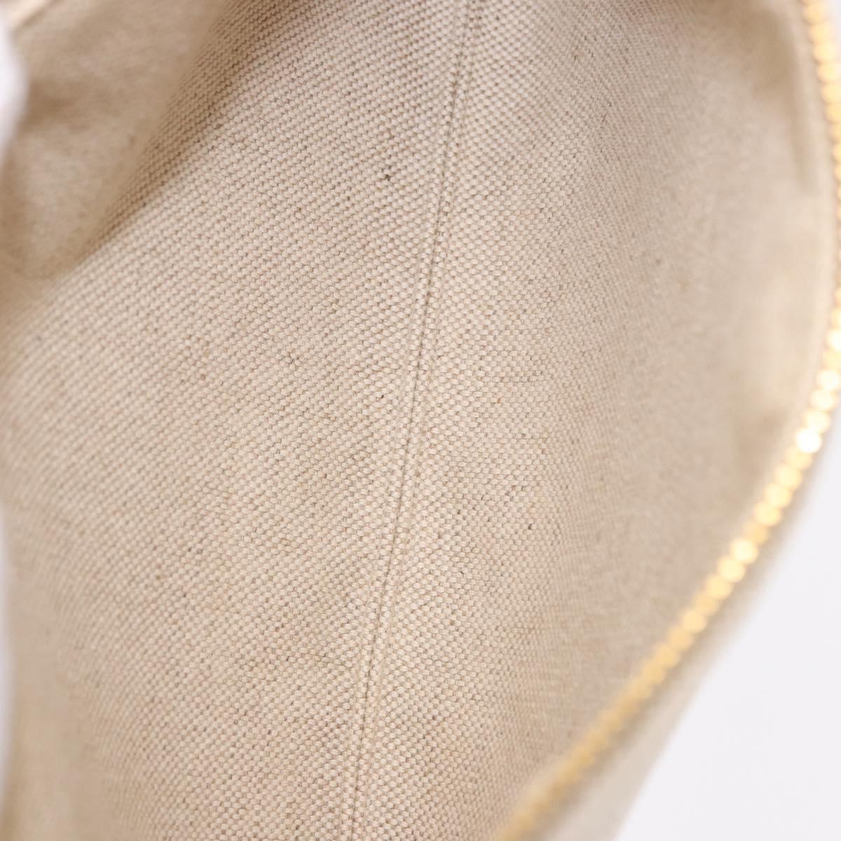 PRADA Hand Bag Canvas Beige Gold Auth 191935