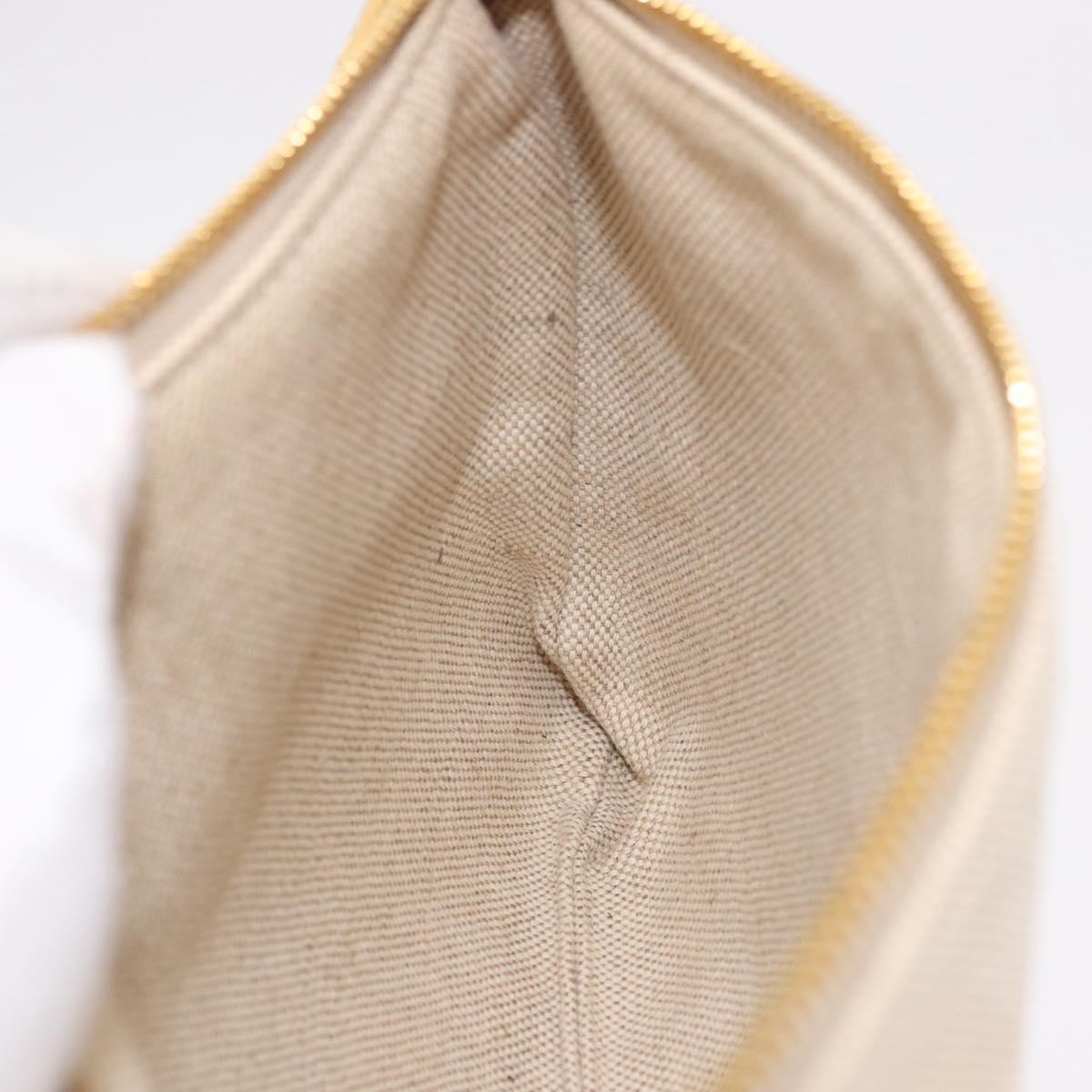 PRADA Hand Bag Canvas Beige Gold Auth 191935