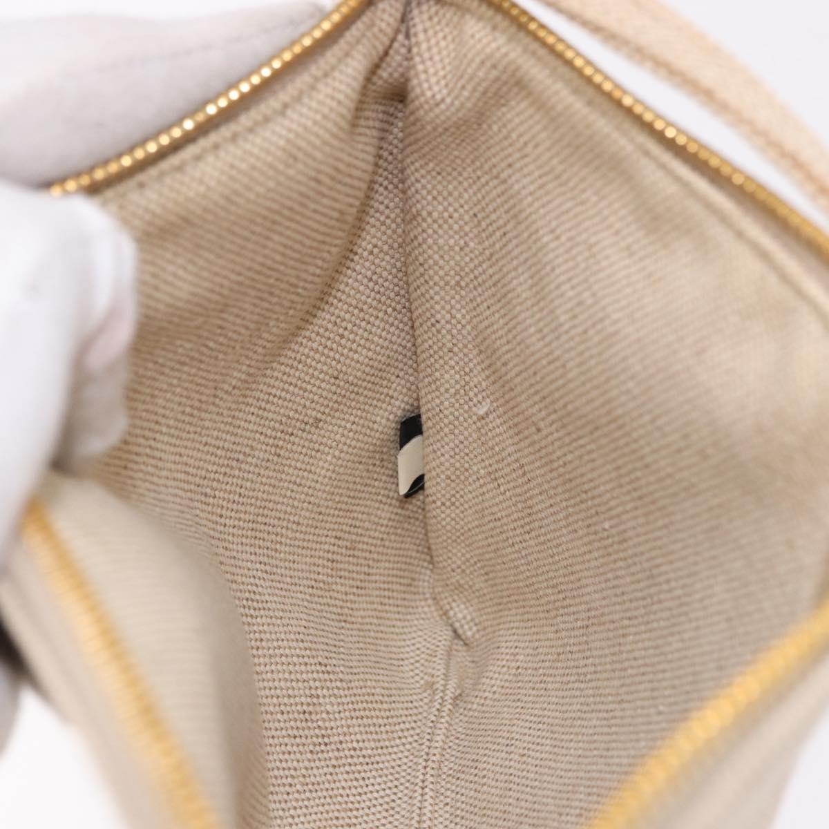 PRADA Hand Bag Canvas Beige Gold Auth 191935